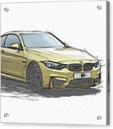 163x186 Bmw M4 Sketch Wood Print By Roger Lighterness - M4 Sketch
