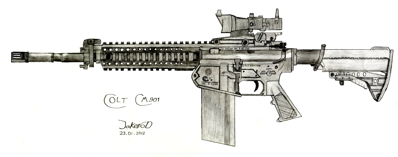 Автомат м16 рисунок