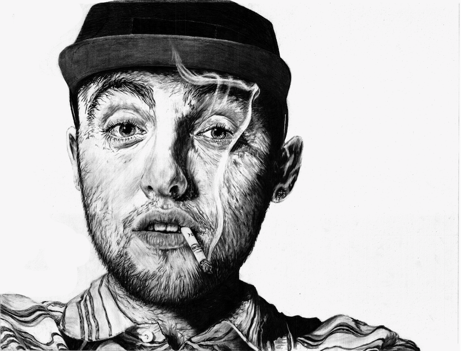 900x685 Mac Miller Portrait, 18x24, Pencil Hiphopimages - Mac Miller Sketch