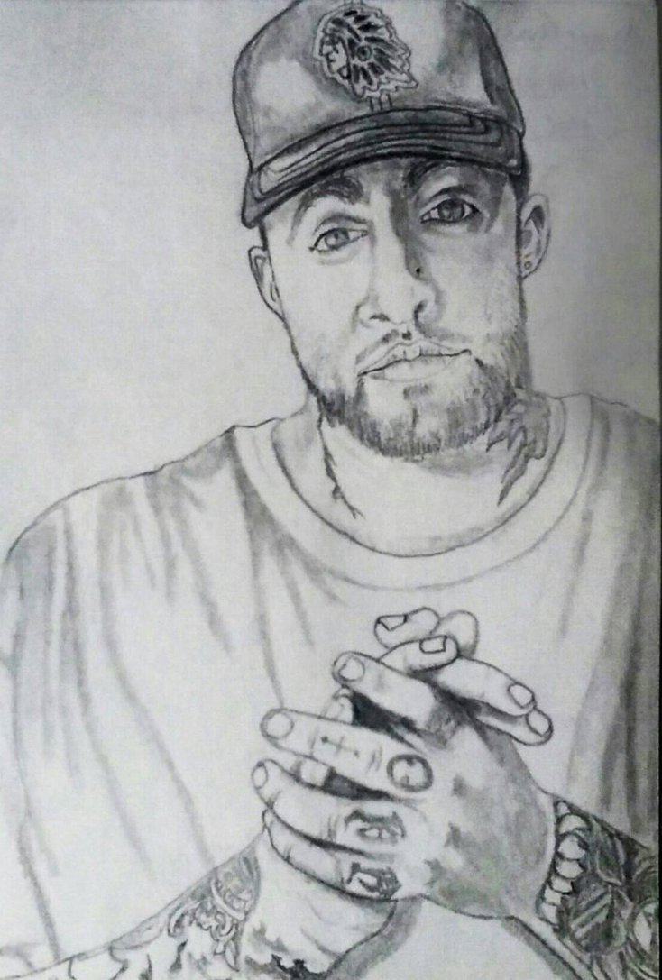 734x1087 Mac Miller By Omartheartist - Mac Miller Sketch