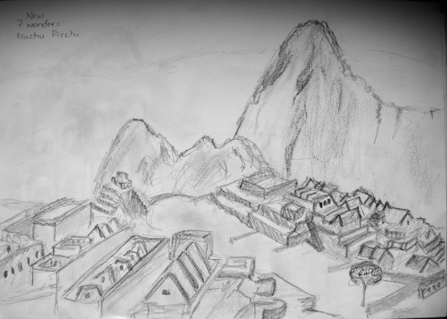 900x643 Machu Picchu High Quality Drawing Drawing Skill - Machu Picchu Sketch