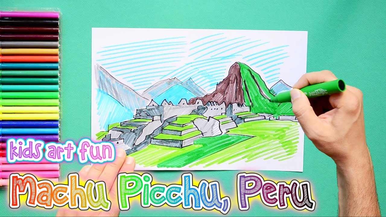 1280x720 How To Draw And Color Machu Picchu, Peru - Machu Picchu Sketch