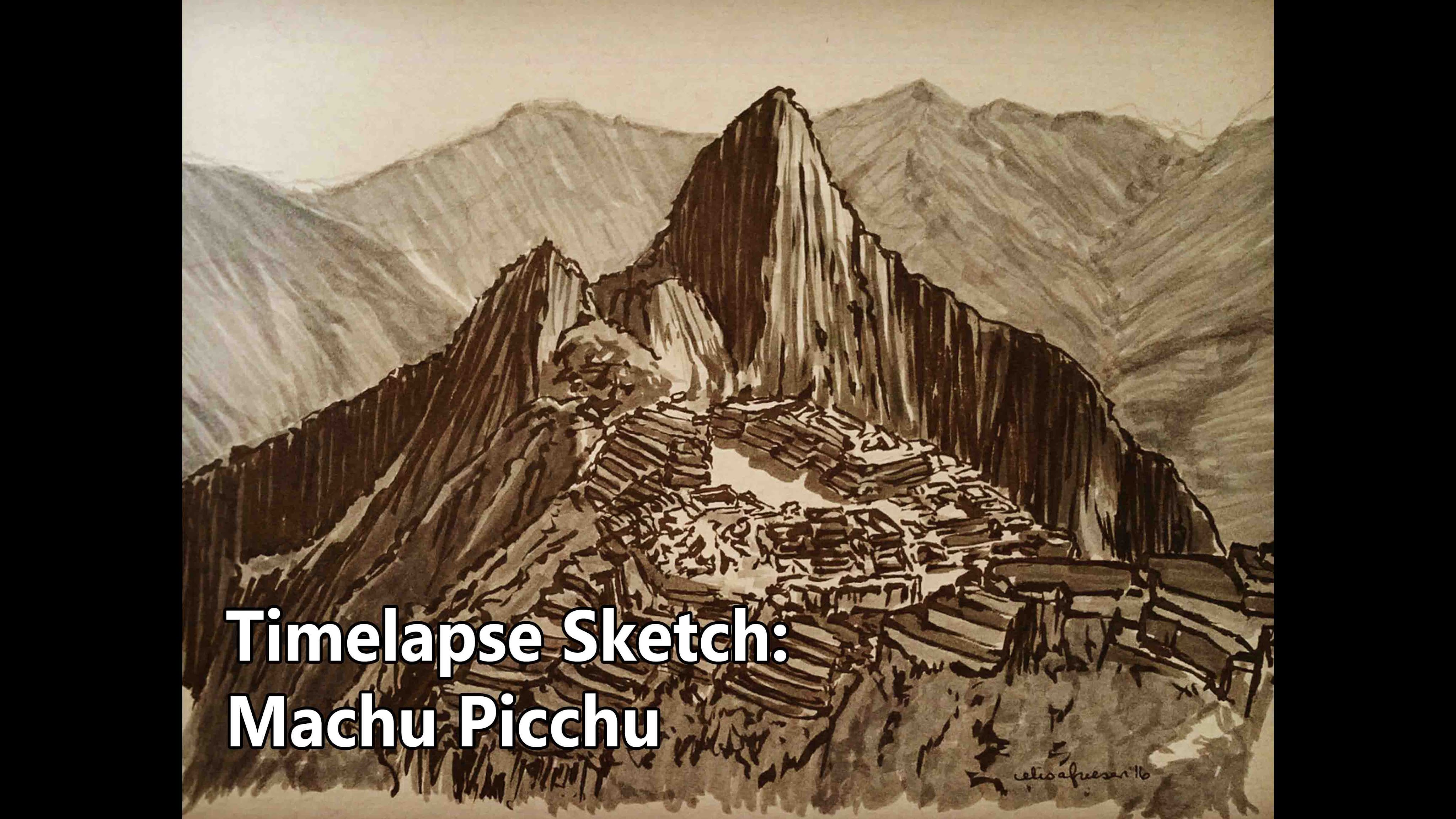 4096x2304 Time Lapse Sketch Of Machu Picchu - Machu Picchu Sketch