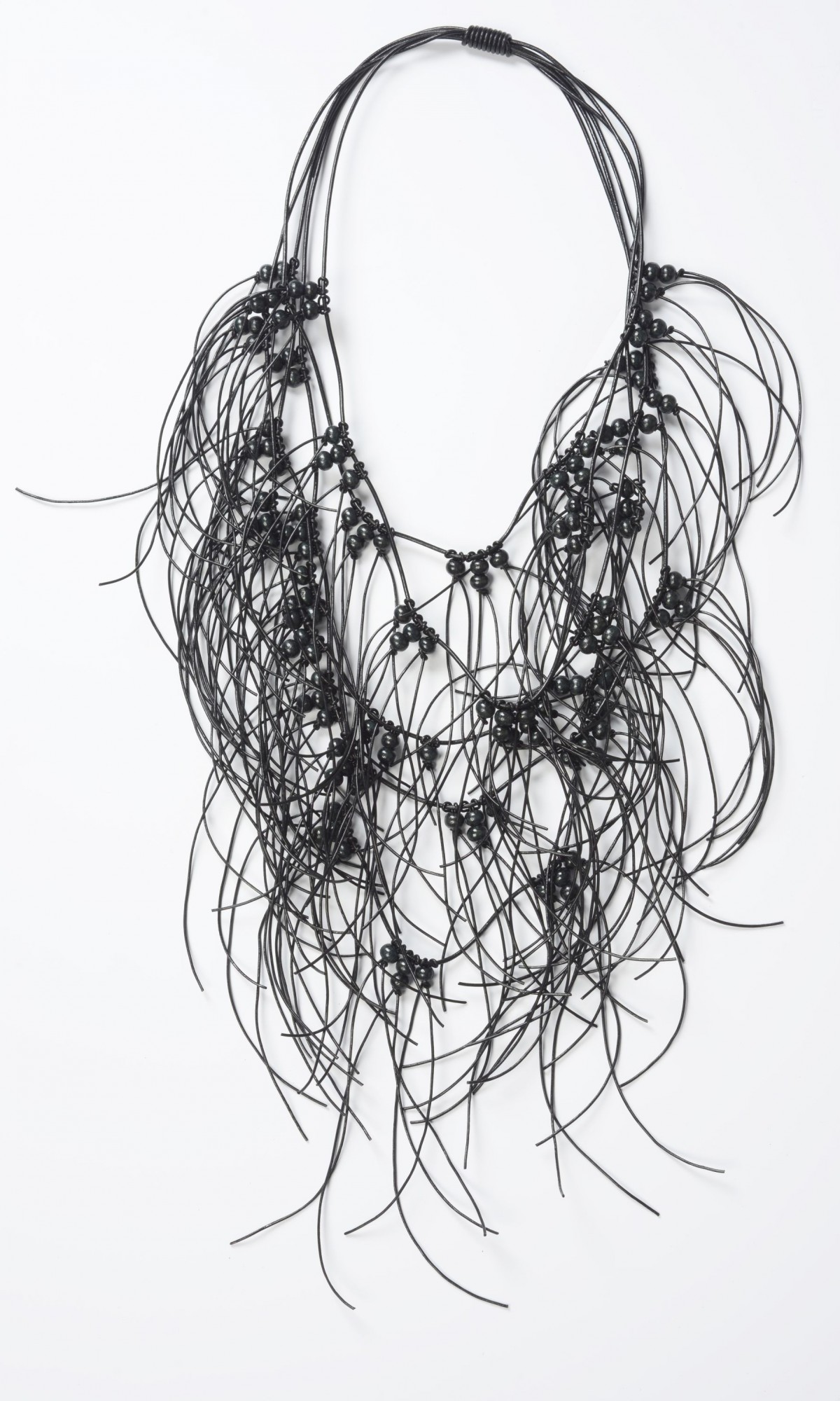 1200x2000 Extravagant Black Leather Necklace - Macrame Sketch