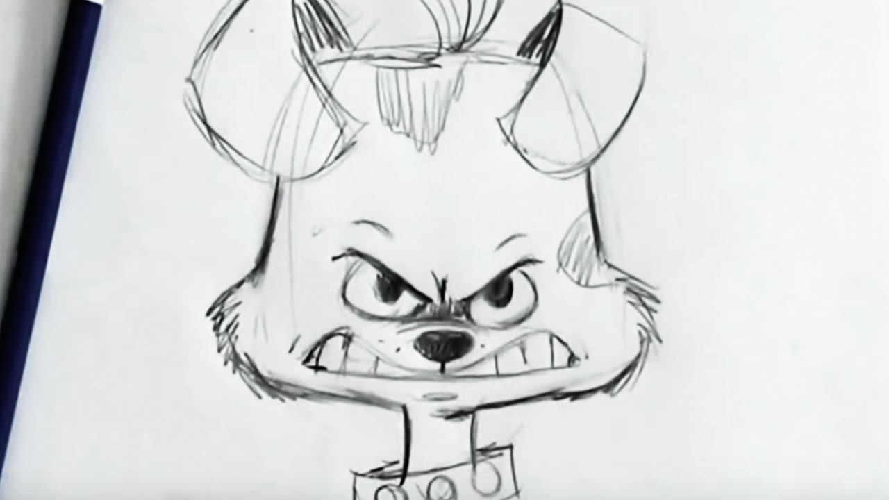 1280x720 How To Draw Cartoon Dog - Mad Dog Sketch