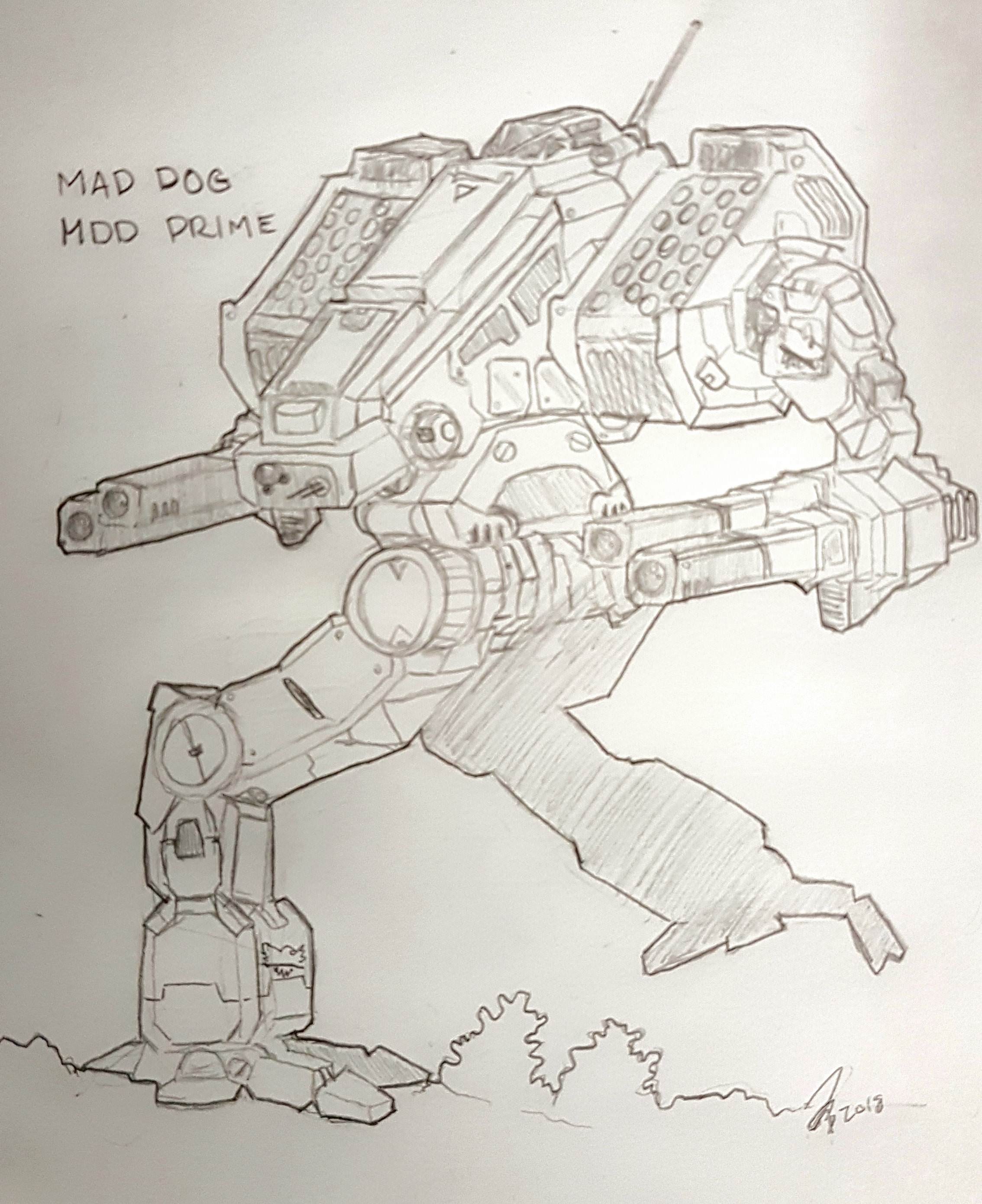 2268x2780 Mad Dog Mdd Prime Sketch Battletechgame - Mad Dog Sketch