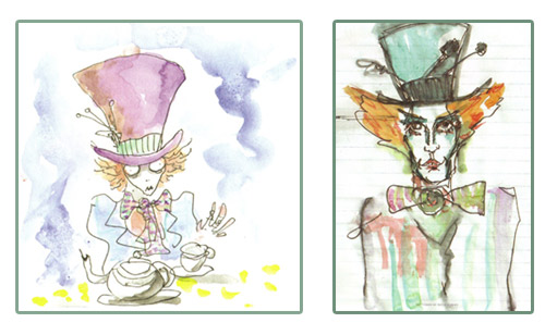 500x308 Otok Tattoo Design Johnny Depp Mad Hatter Sketch - Mad Hatter Sketch