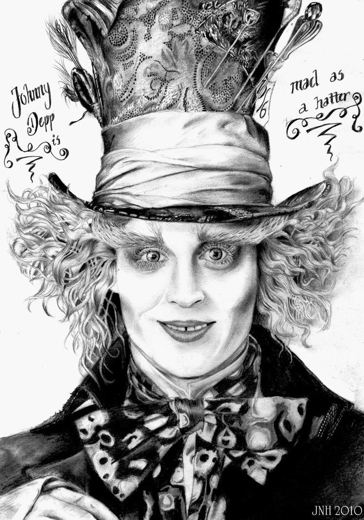 748x1068 Alice In Wonderland Mad Hatter Hat Drawing Johnny Depp - Mad Hatter Sketch