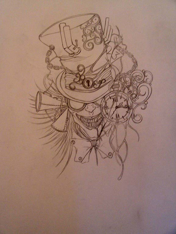 576x768 Tattoo Design Mad Hatter Sketch Tattoo Design Mario Cisneros - Mad Hatter Sketch