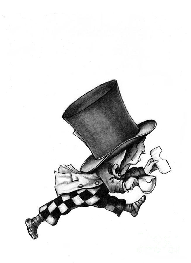 654x900 The Mad Hatter No 2 Pencil Drawing Drawing By Debbie Engel - Mad Hatter Sketch