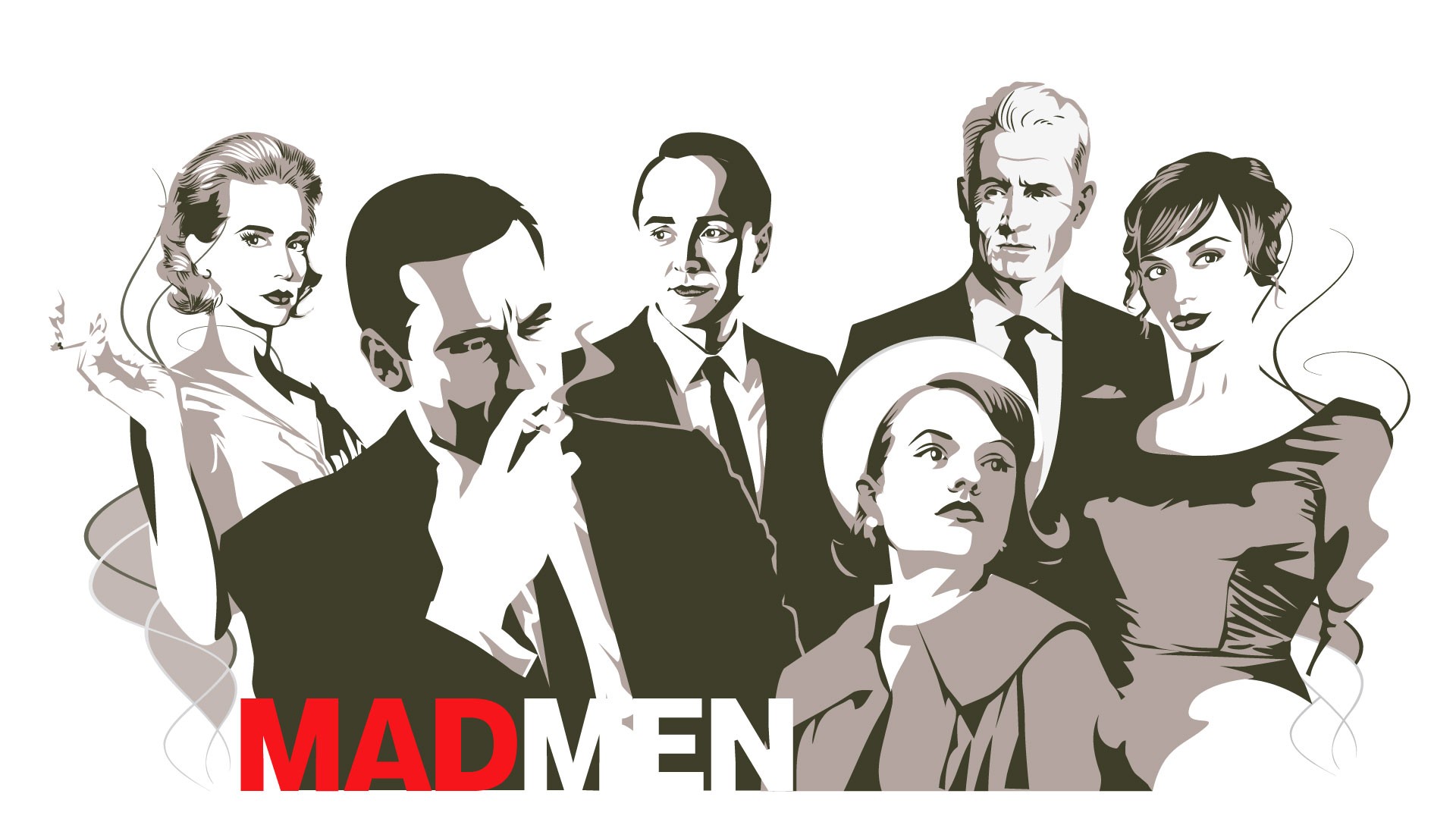 1920x1080 Wallpaper Drawing, Illustration, Smoking, Cartoon, Mad Men - Mad Men Sketch