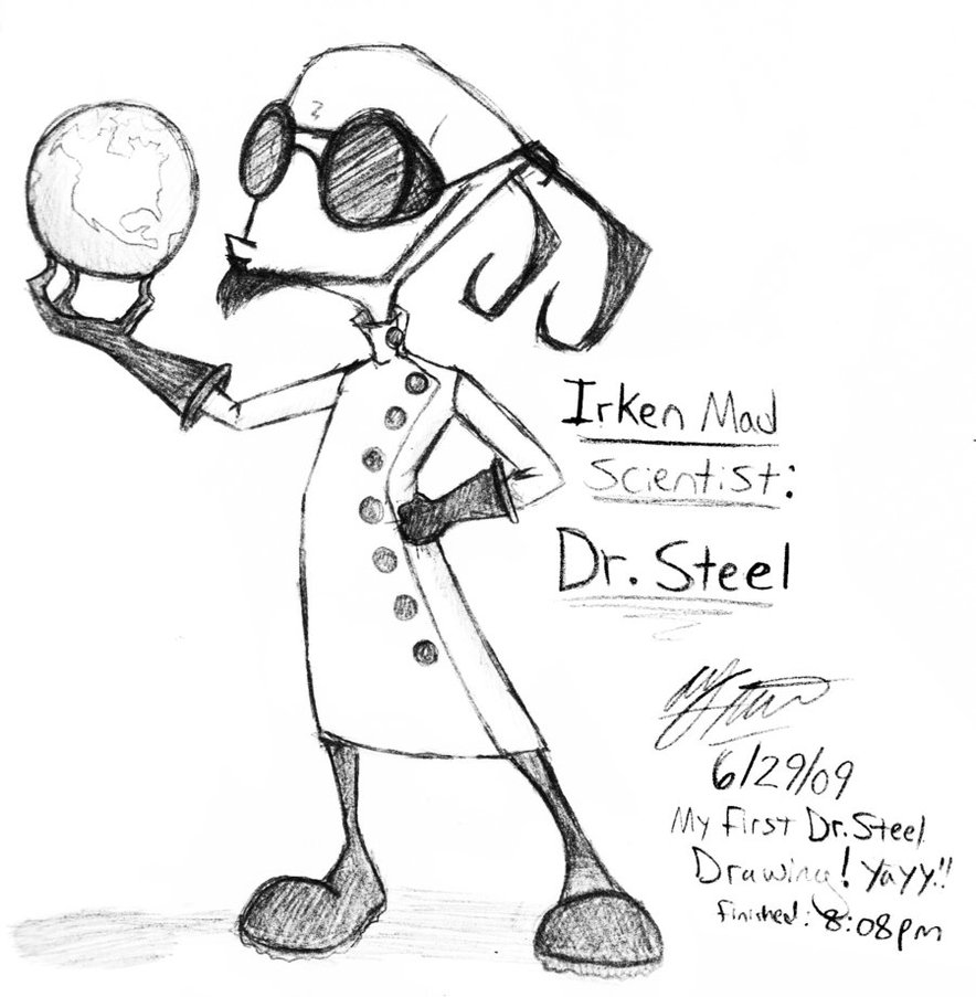 884x903 Irken Mad Scientist Dr. Steel By Vampiremistresskayla - Mad Scientist Sketch