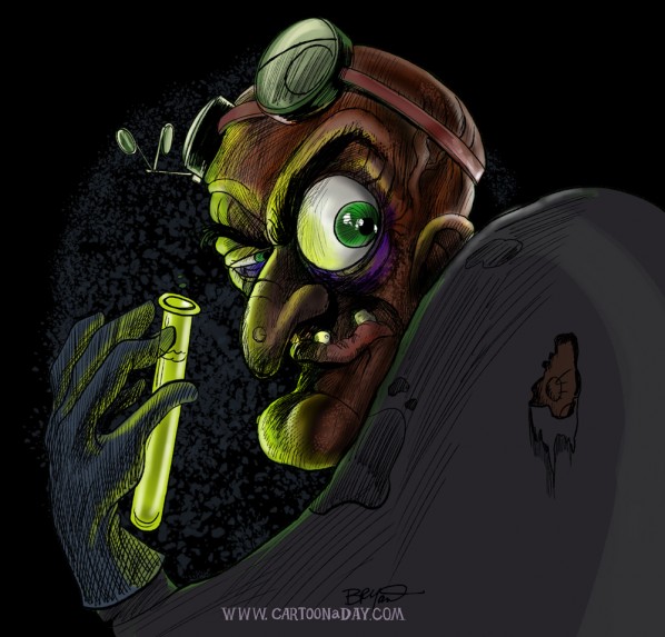598x573 Mad Scientist Sketch Color Cartoon - Mad Scientist Sketch
