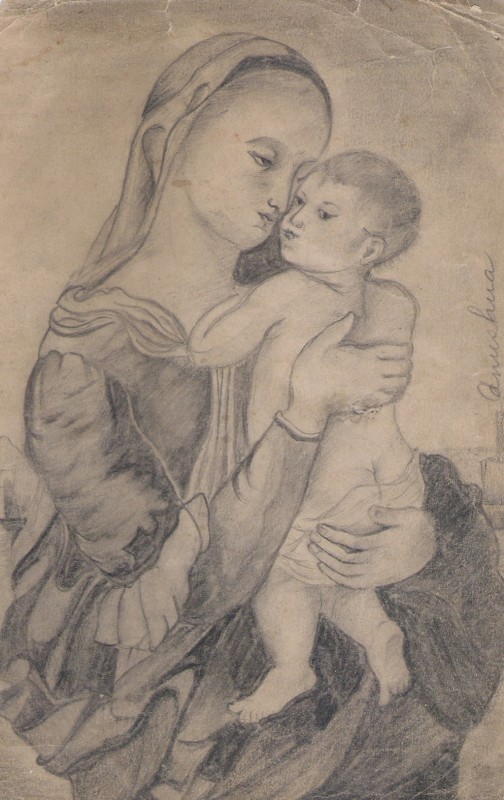 504x800 Madonna With Child Jesus, Pencil Sketch. Touchtalent - Madonna And Child Sketch