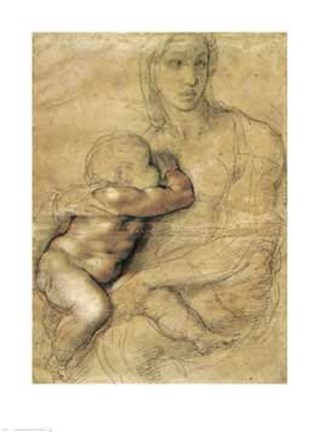 319x432 Madonna And Child Fine Art Print By Michelangelo Buonarroti - Madonna And Child Sketch