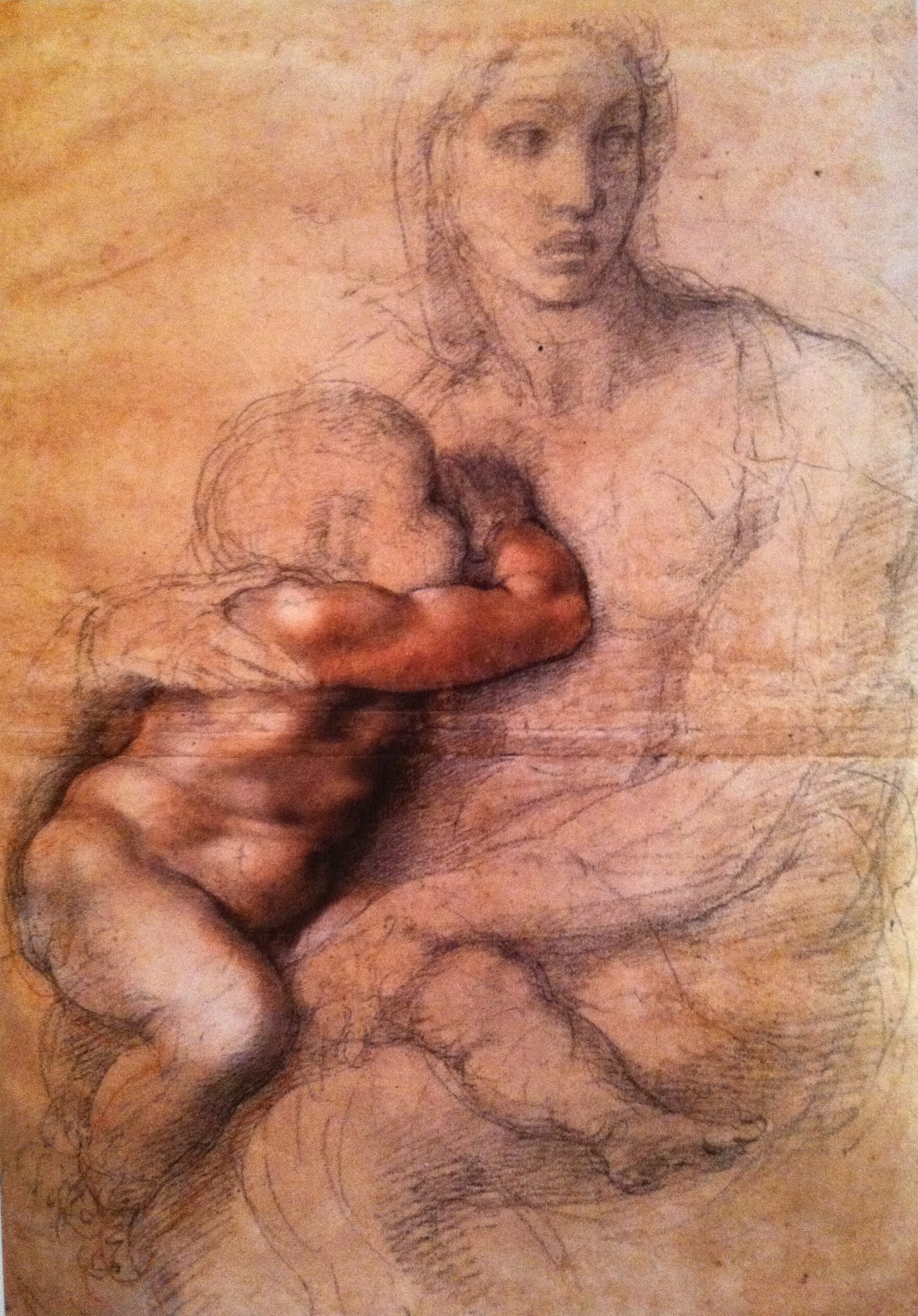 1778x2550 Madonna And Child Michelangelo Drawing - Madonna And Child Sketch