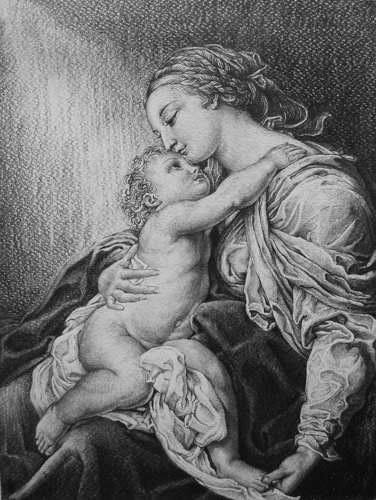 775x1030 Madonna And Child After Batoni Pompeo By Alexndramirica - Madonna And Child Sketch