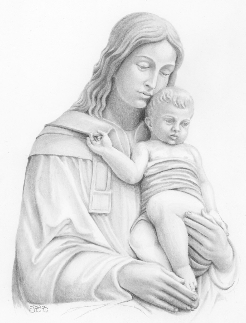 1035x1356 Madonna And Child By Joykodani - Madonna And Child Sketch