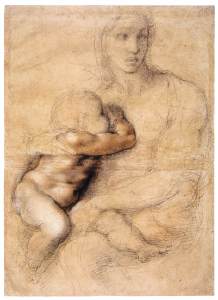 218x300 Madonna And Child By Michelangelo Buonarroti - Madonna And Child Sketch