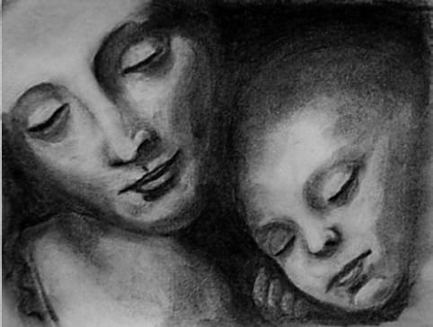 482x364 Madonna And Child... Charcoal Sketch - Madonna And Child Sketch