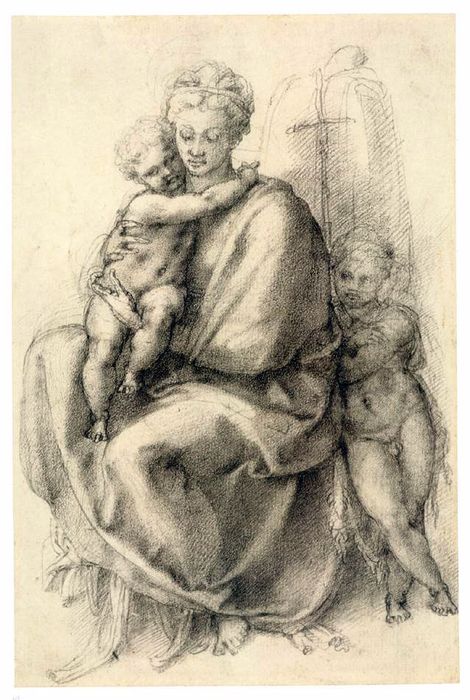 470x700 Michelangelo Buonarroti, Madonna And Child With The Infant St John - Madonna And Child Sketch