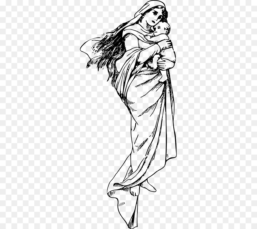 900x800 Madonna Child Clip Art - Madonna And Child Sketch