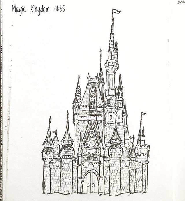640x695 Drawing Prompt No. 35 Magic Kingdom - Magic Kingdom Sketch