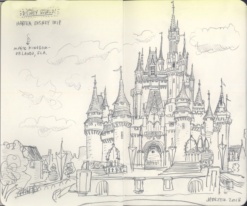 1050x878 Jeff Harter Disney Trip 2013 - Magic Kingdom Sketch