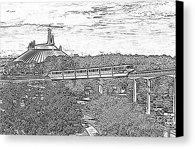 661x507 Monorail And Space Mountain Magic Kingdom Walt Disney World Prints - Magic Kingdom Sketch