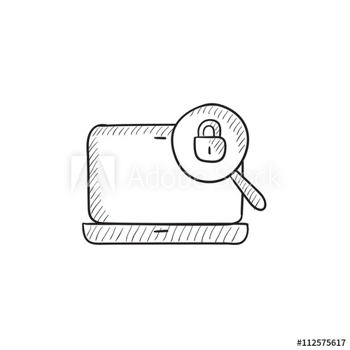 500x500 Laptop And Magnifying Glass Sketch Icon. - Magnifying Glass Sketch