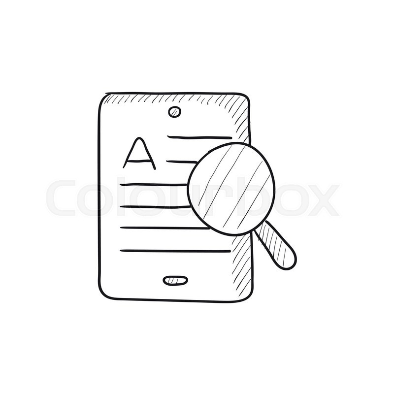 800x800 Tablet And Magnifying Glass Vector Sketch Icon Isolated On - Magnifying Glass Sketch