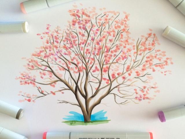 640x482 Beautiful Magnolia Trees With Copic [Video] Copic - Magnolia Tree Sketch