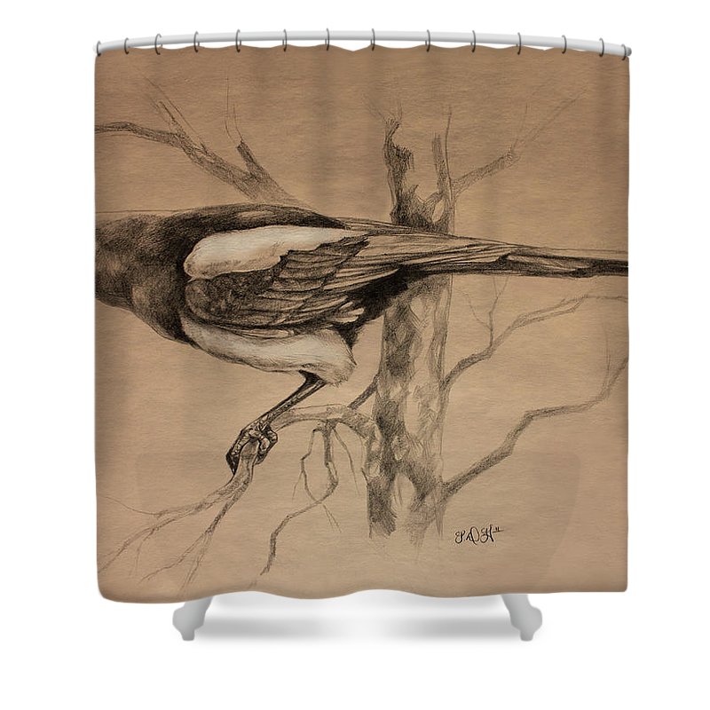 800x800 Magpie Sketch Shower Curtain For Sale By Derrick Higgins - Magpie Sketch