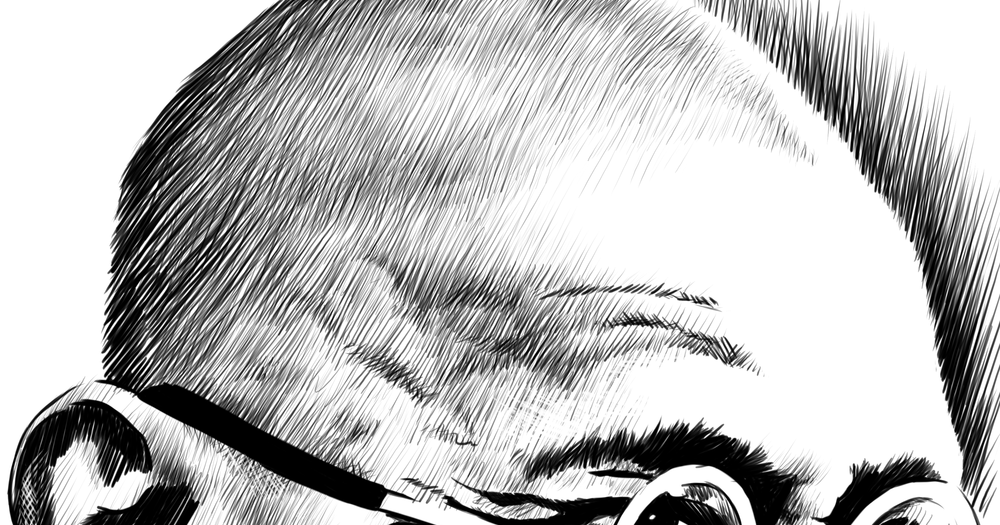 1000x525 Mahatma Gandhi (Ink Drawing) - Mahatma Gandhi Sketch