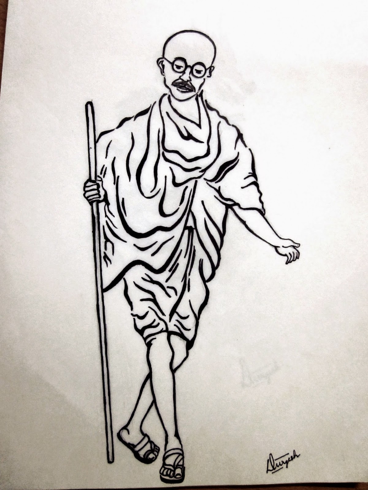 1200x1600 Dc Arts Gallery Pen Sketch Of Mahatma Gandhi - Mahatma Gandhi Sketch