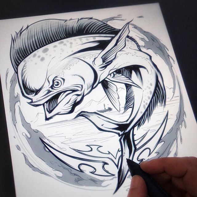640x640 Sketching Fishies For A T Shirt Design. Delicious. This Is A Mahi - Mahi Sketch