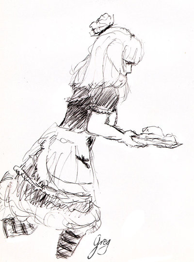 400x539 Life Sketch Maid Cafe Animeusa By Gregoriusu - Maid Sketch