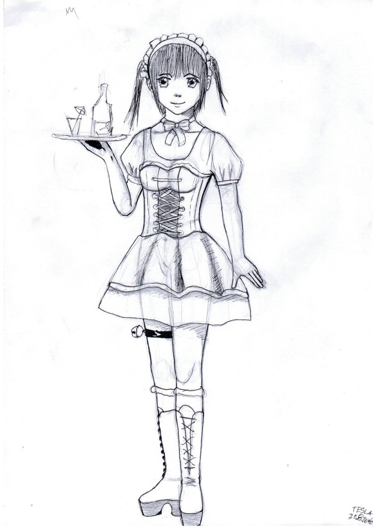 750x1064 Maid Drawing Pic Drawing Skill - Maid Sketch