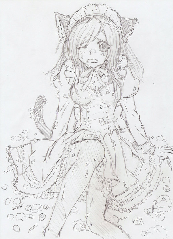 600x830 Neko Maid Sketch By Nekosankawaii - Maid Sketch