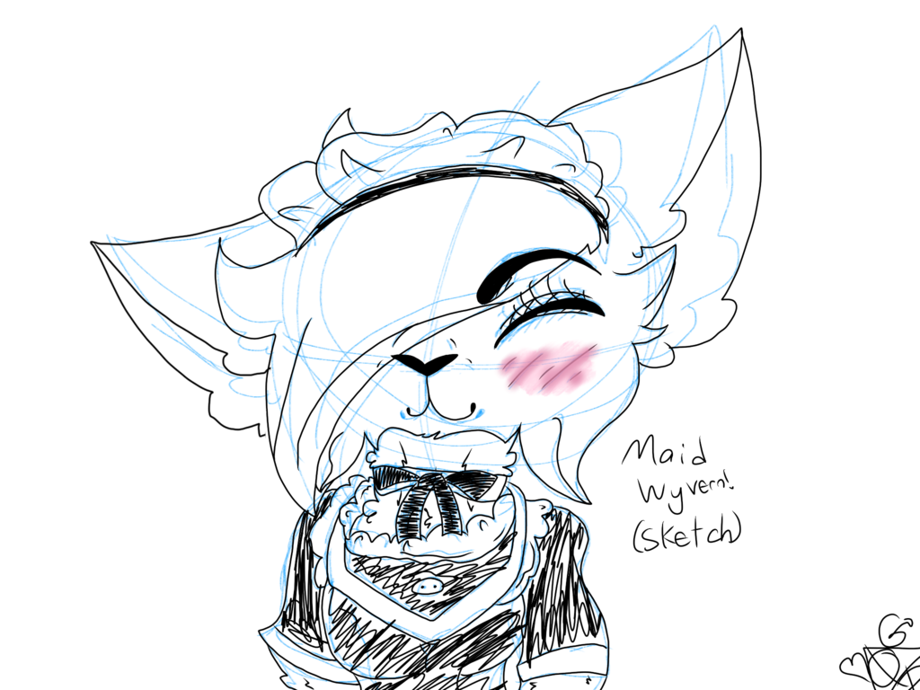 1024x768 Wyvern Maid Sketch By Zinniaclaw - Maid Sketch