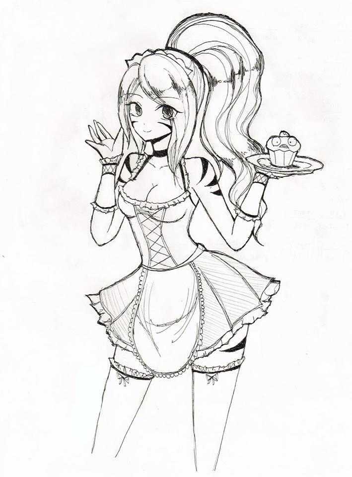 709x960 French Maid Nidalee Sketch By Kinoko Sama - Maid Sketch