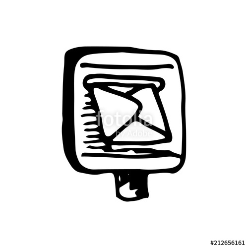 500x500 Handdrawn Mailbox Doodle Icon. Hand Drawn Black Sketch. Sign - Mailbox Sketch