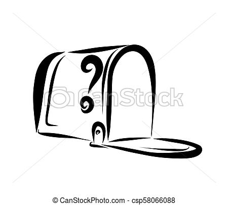 450x405 Open Empty Mailbox, Black Sketch. - Mailbox Sketch