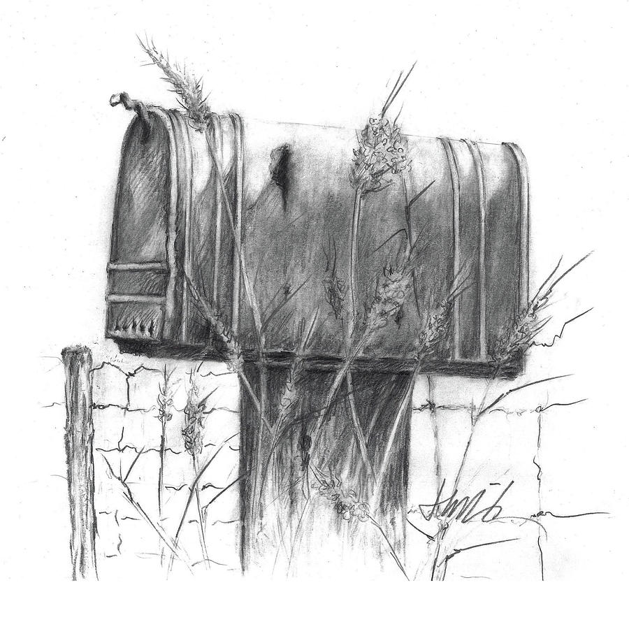900x900 Rural Country Mailbox Drawing By Jacki Kellum - Mailbox Sketch