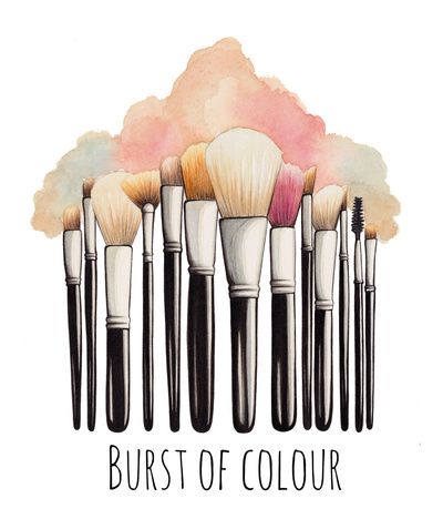 400x477 Makeup Brushes Illustration Art Print Sketch Art - Makeup Brushes Sketch