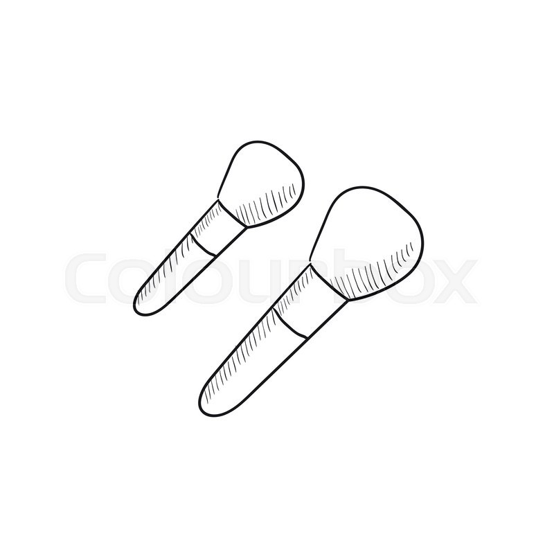 800x800 Makeup Brushes Vector Sketch Icon Isolated On Background. Hand - Makeup Brushes Sketch