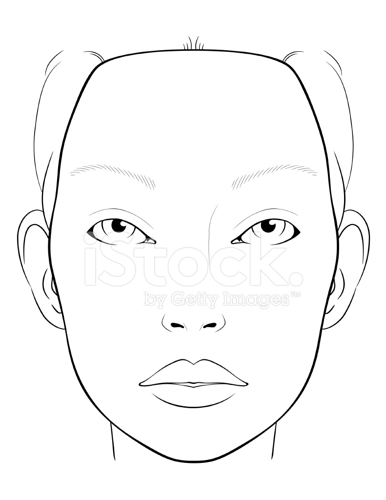 791x1024 Blank Face Chart For Makeup Artists Stock Vector - Makeup Sketch Template