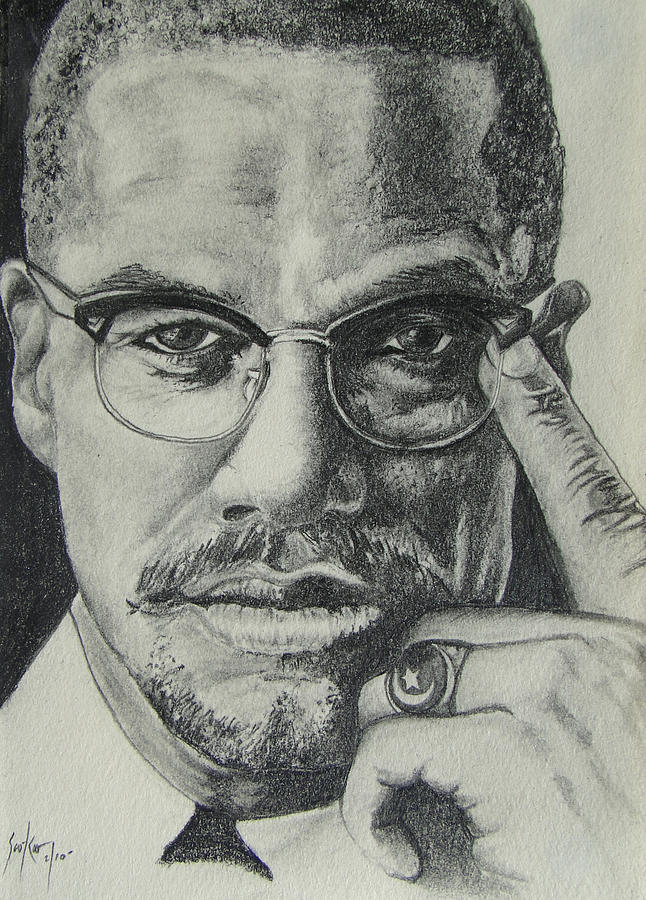 646x900 Malcolm X Drawing By Stephen Sookoo - Malcolm X Sketch