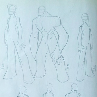 320x320 Male Body Type Study. Here Practicing With The Bodies. - Male Body Sketch