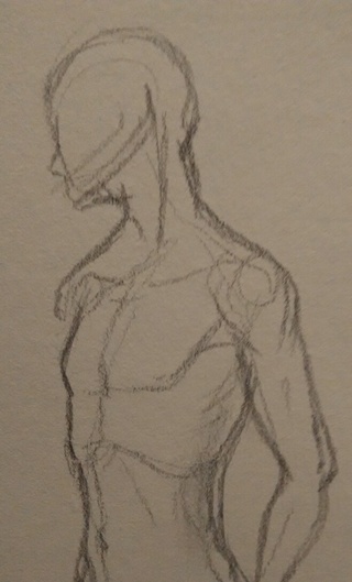 320x529 A Standing Male Body Sketch - Male Body Sketch